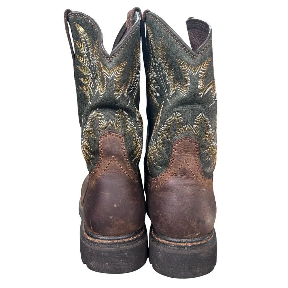 Ariat Work Sierra Steel Toe Brown Leather Cowboy Work Boots Size 10 EE